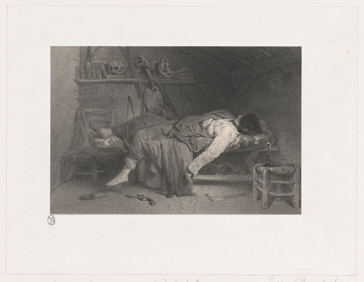 Le Suicide, from "Les Artistes Contemporains", Eugène Leroux (French, Caen 1807–1863 Paris), Lithograph on chine collé; proof 