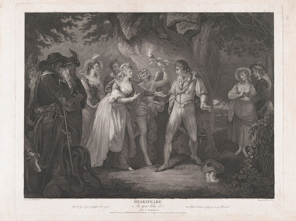 "To you I give myself, for I am yours" (Shakespeare, As You Like It, Act 5, Scene 4), Peter Simon (British, London ca. 1764–1813 Paris), Etching and engraving 