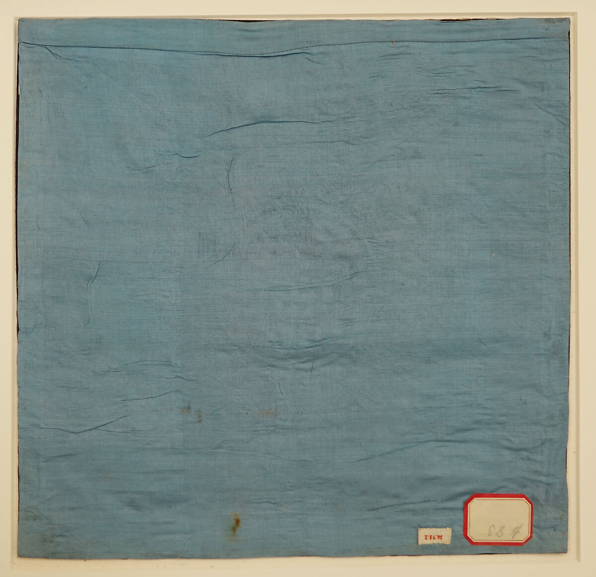 Presentation square with medallion of character of longevity (shou), Silk and metal thread embroidery on silk satin, China