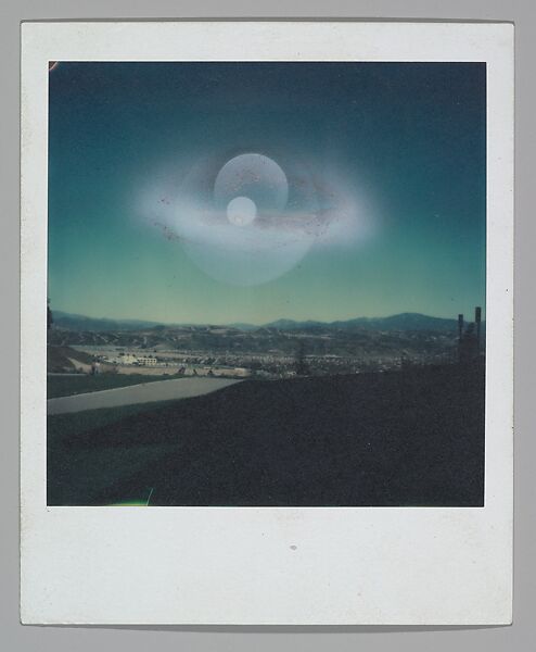 UFO Polaroid (from the UFO Photos Series), Jim Shaw (American, born Midland, Michigan, 1952), Instant internal dye diffusion transfer print (Polaroid SX-70) with airbrush paint 