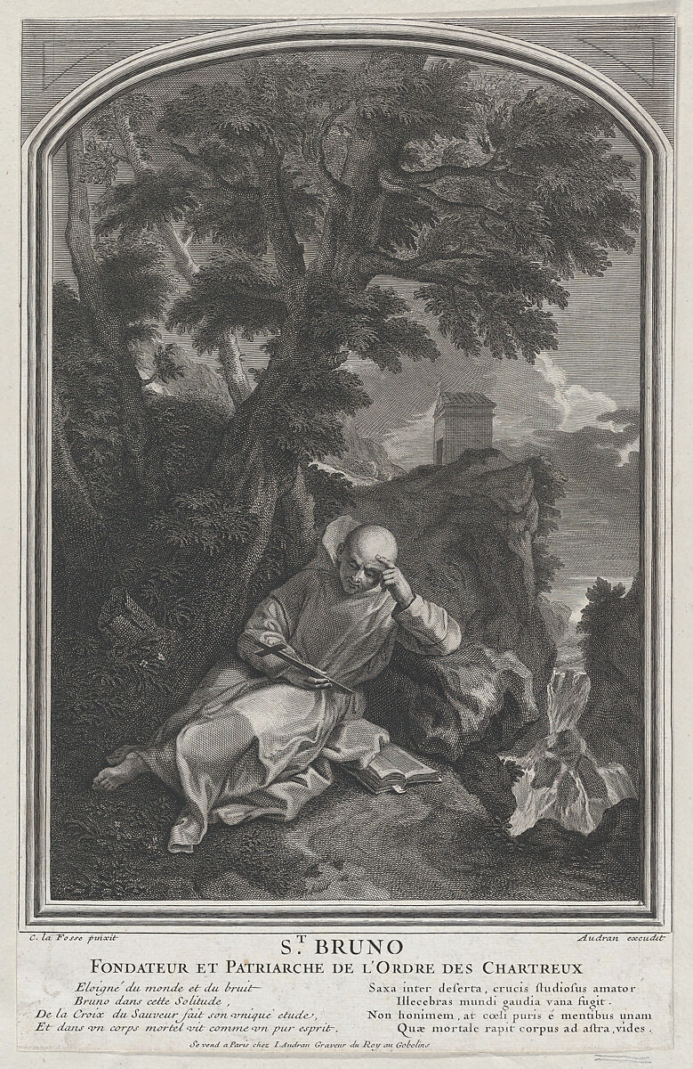 St. Bruno, Jean Audran (French, Lyons 1667–1756 Paris), Engraving and etching 