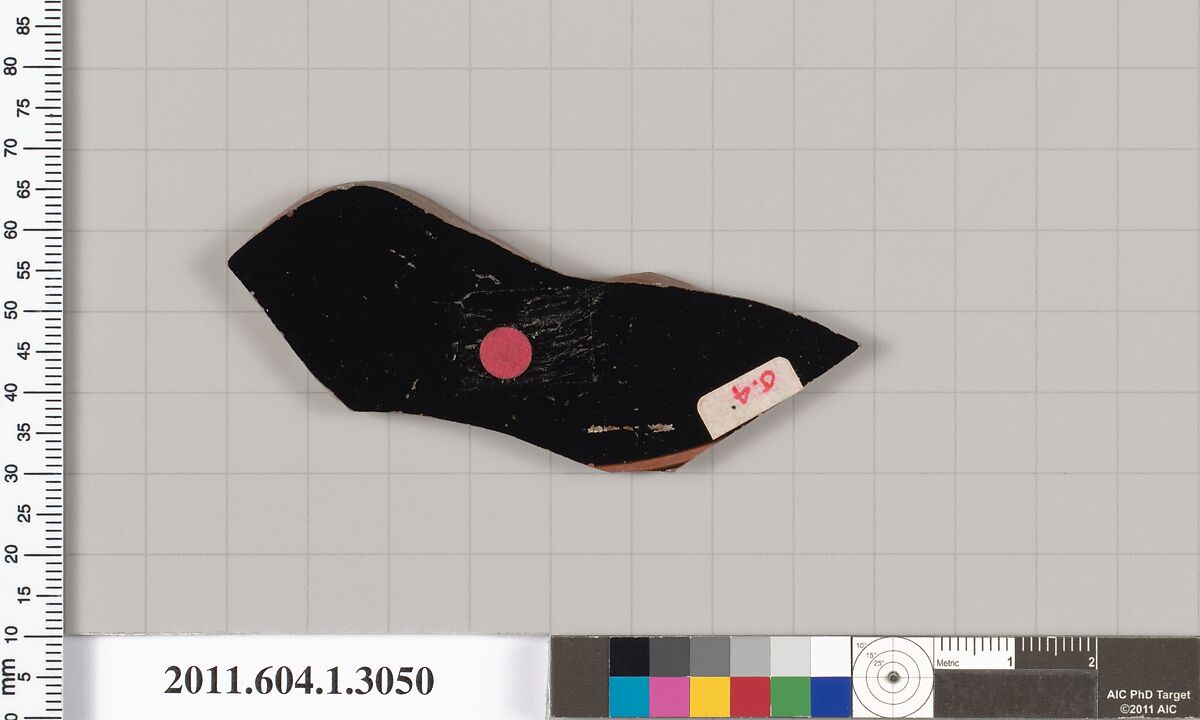 Terracotta fragment of a kylix (drinking cup), Terracotta, Greek, Attic