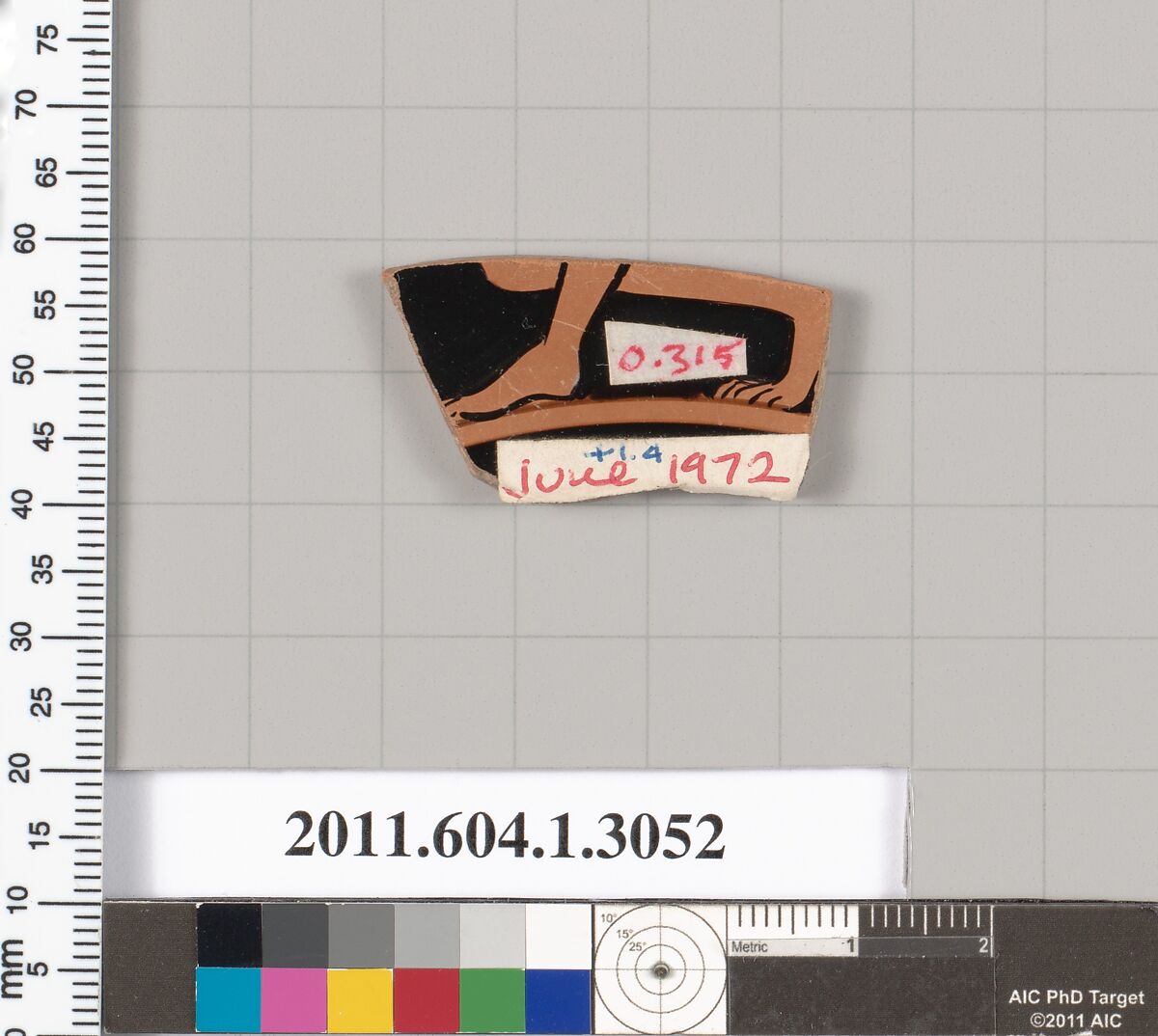 Terracotta fragment of a kylix (drinking cup), Terracotta, Greek, Attic