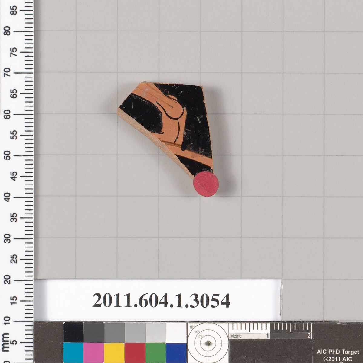 Terracotta fragment of a kylix (drinking cup), Terracotta, Greek, Attic
