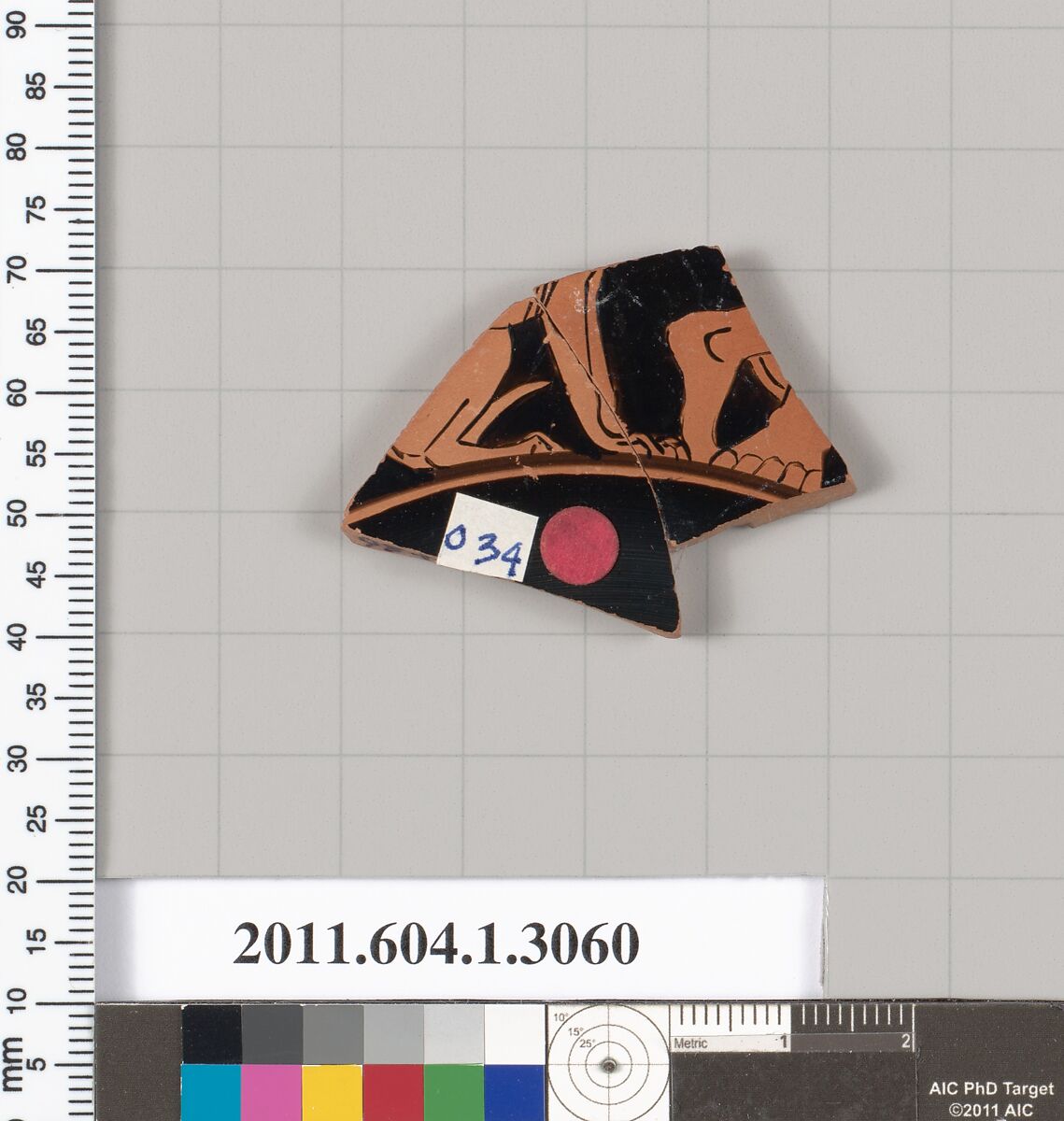 Terracotta fragment of a kylix (drinking cup), Terracotta, Greek, Attic