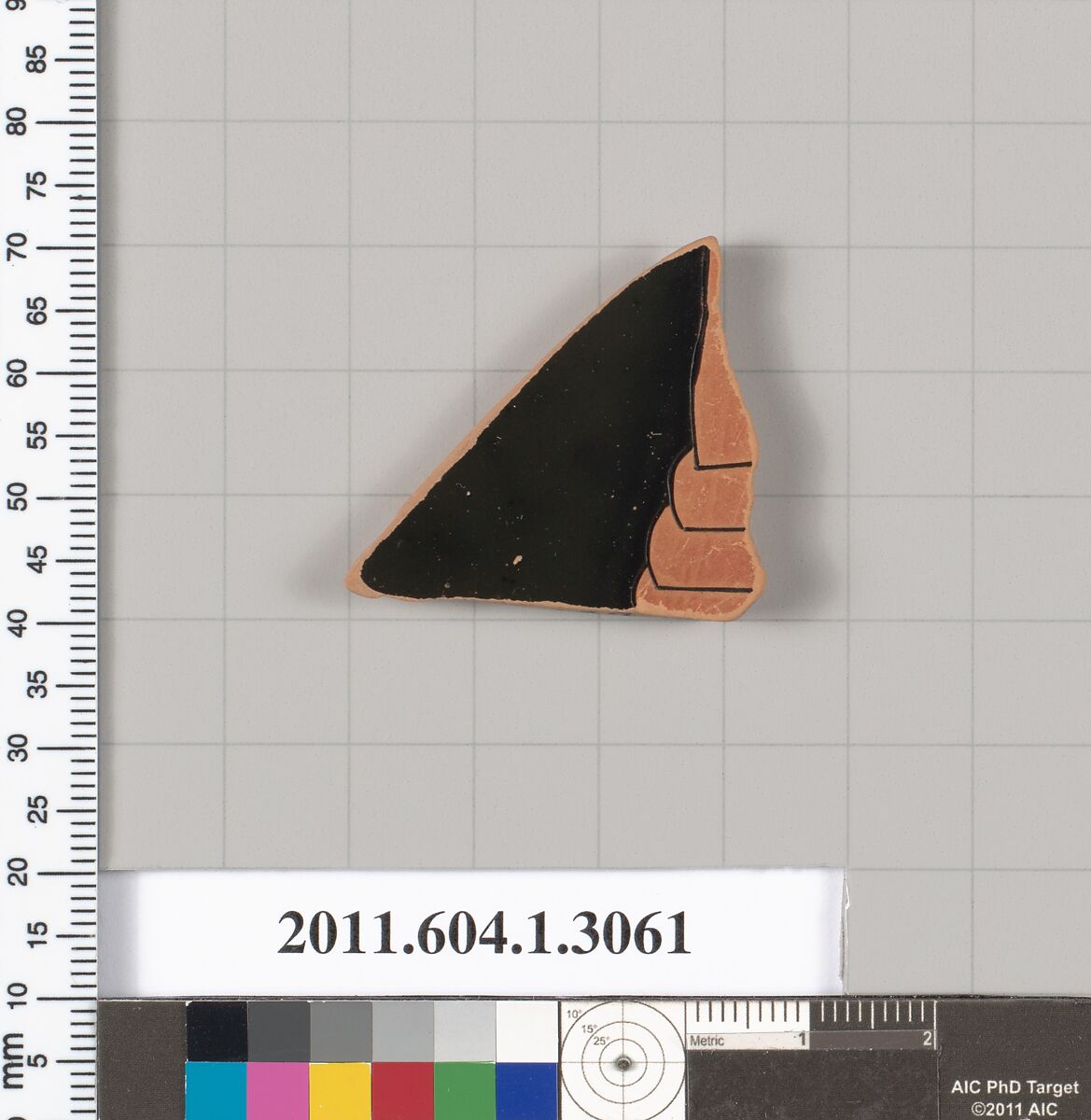 Terracotta fragment of a kylix (drinking cup), Terracotta, Greek, Attic 