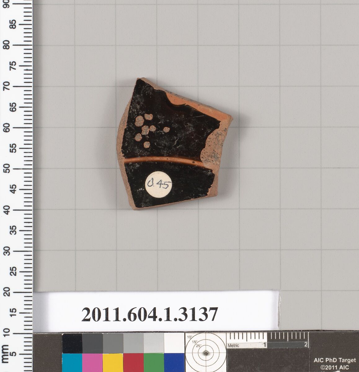 Terracotta fragment of a kylix (drinking cup), Terracotta, Greek, Attic