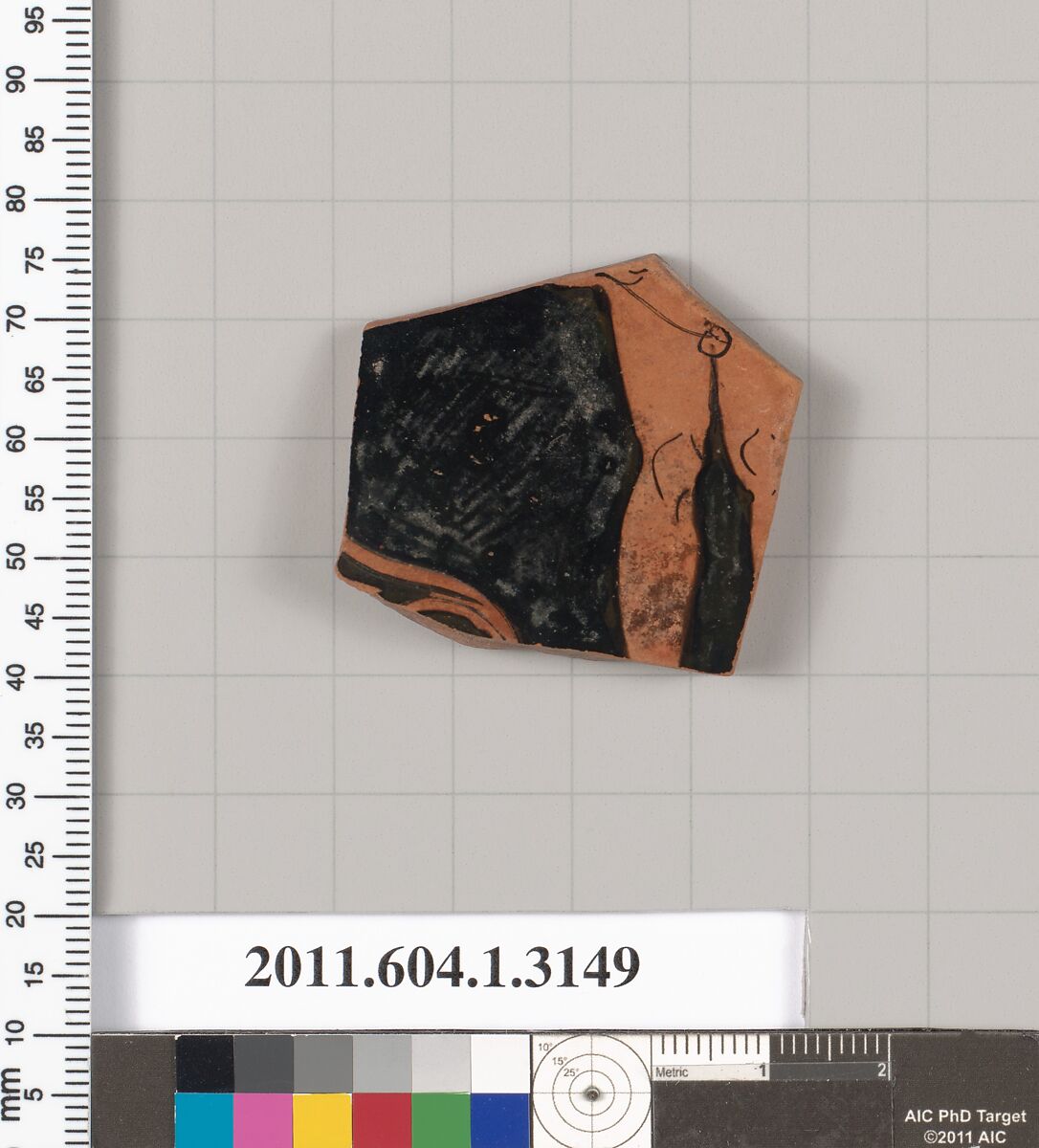 Terracotta fragment of a kylix (drinking cup), Terracotta, Greek, Attic