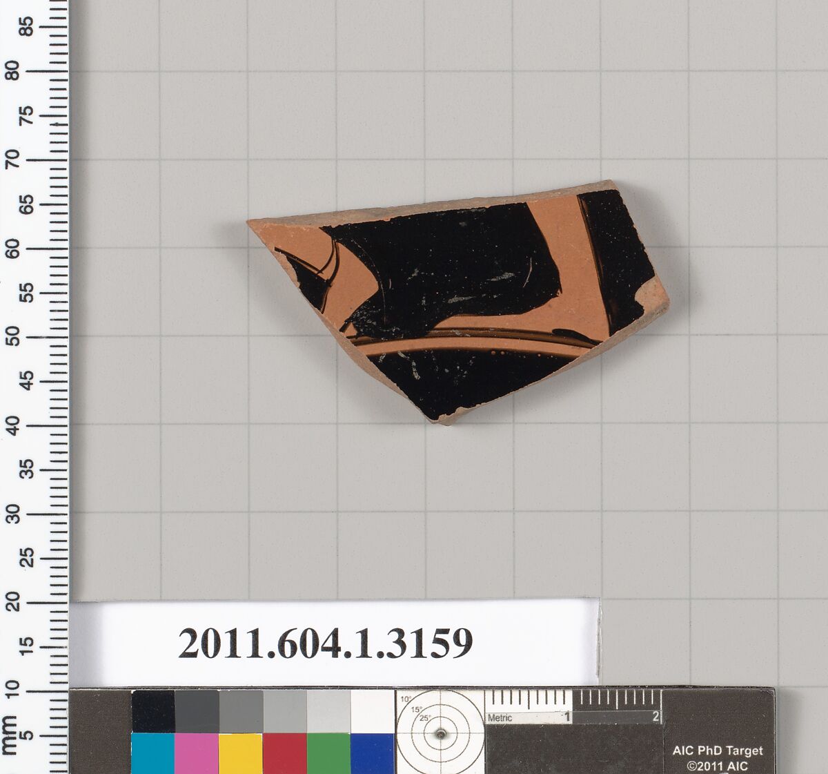 Terracotta fragment of a kylix (drinking cup), Terracotta, Greek, Attic