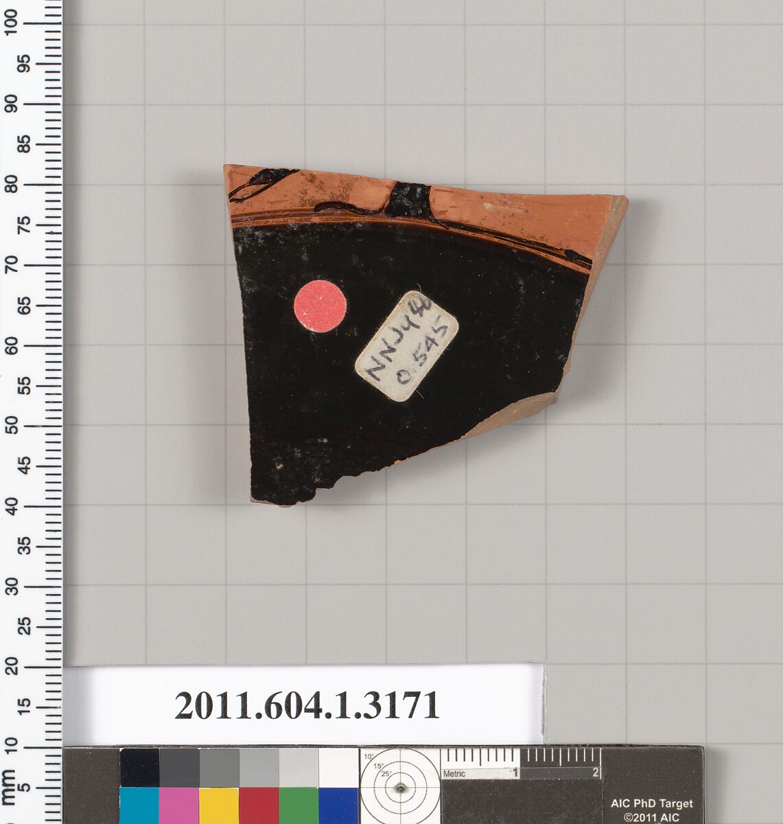 Terracotta fragment of a kylix (drinking cup), Terracotta, Greek, Attic