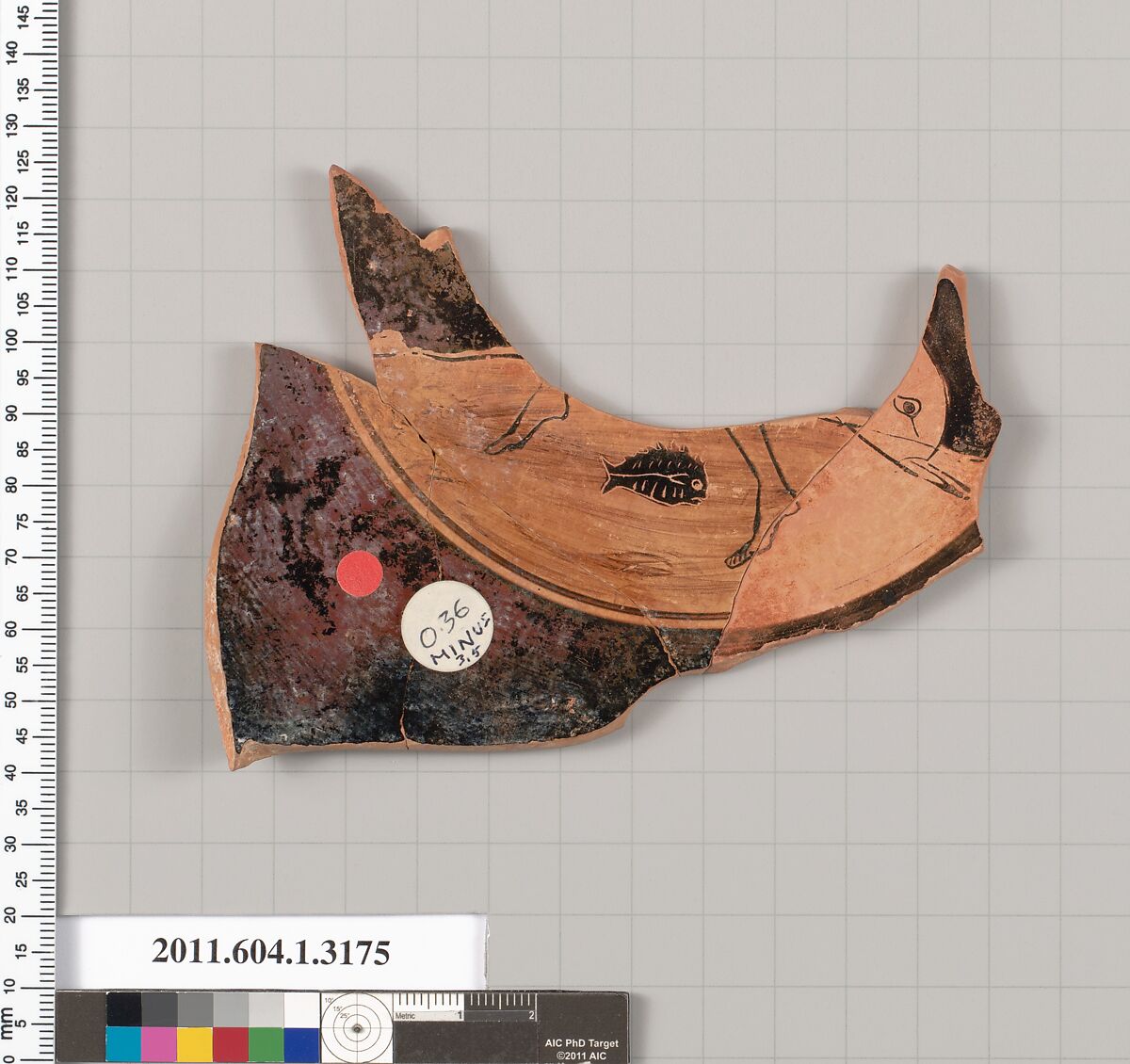 Terracotta fragment of a kylix (drinking cup), Terracotta, Greek, Attic