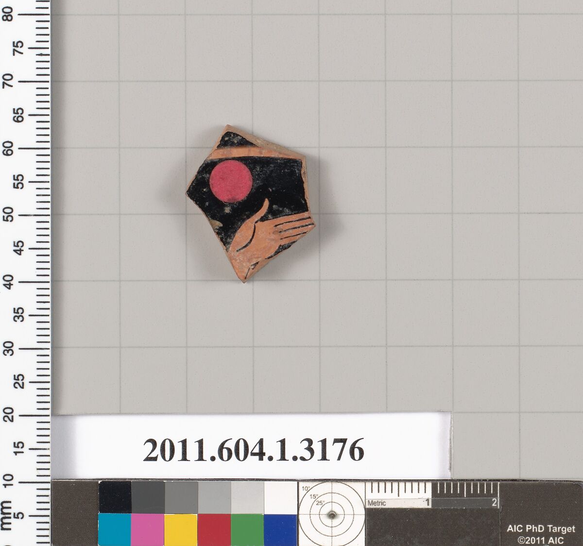 Terracotta fragment of a kylix (drinking cup), Terracotta, Greek, Attic