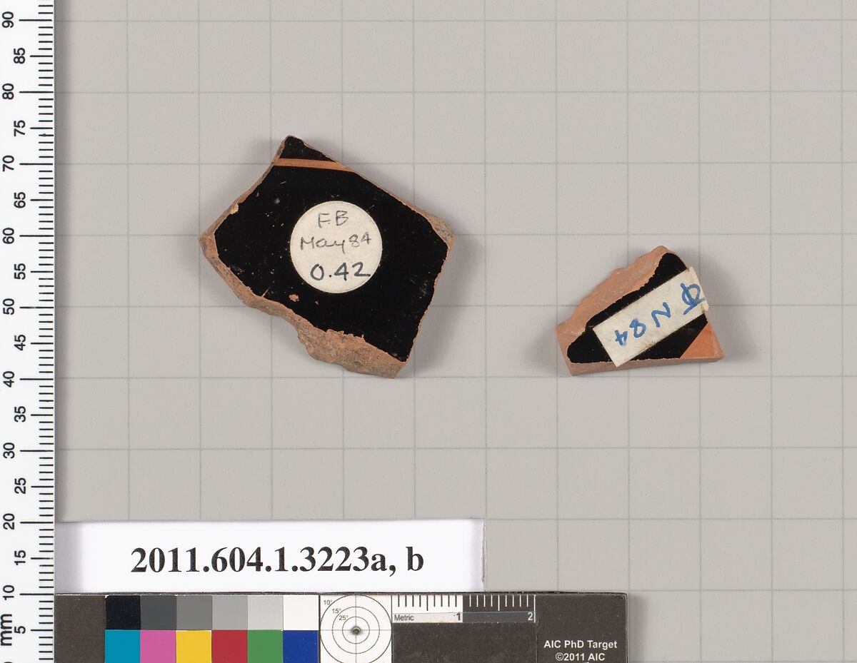 Terracotta fragments of kylikes (drinking cups), Terracotta, Greek, Attic
