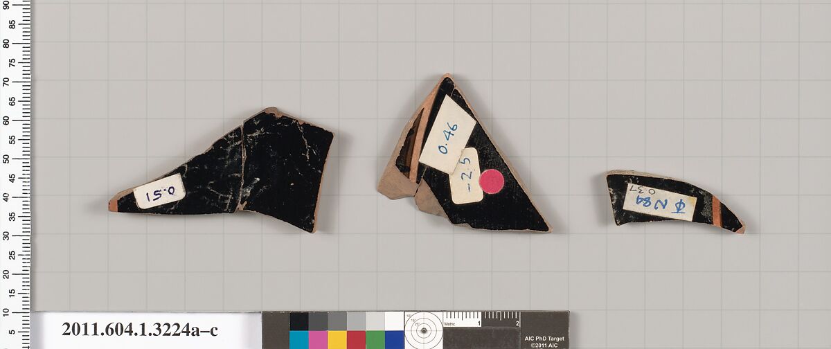 Terracotta fragments of kylikes (drinking cups), Terracotta, Greek, Attic