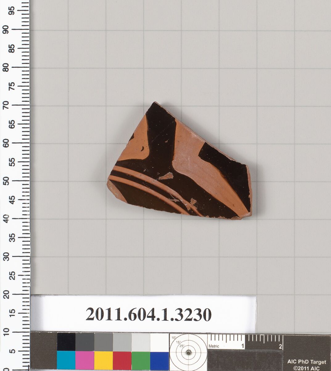 Terracotta fragment of a kylix (drinking cup), Terracotta, Greek, Attic