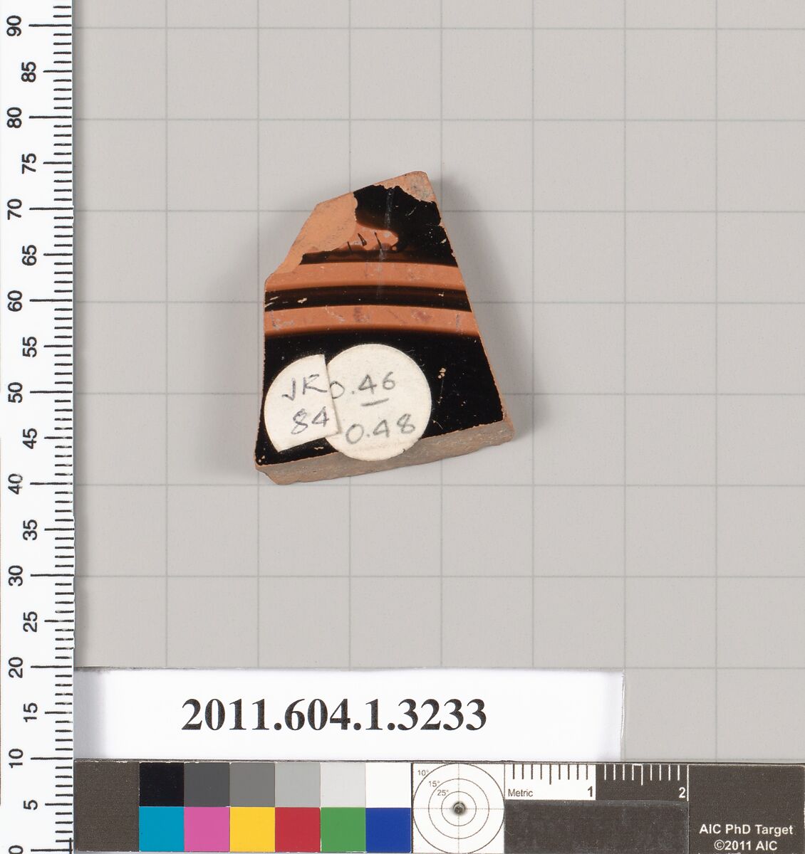 Terracotta fragment of a kylix (drinking cup), Terracotta, Greek, Attic