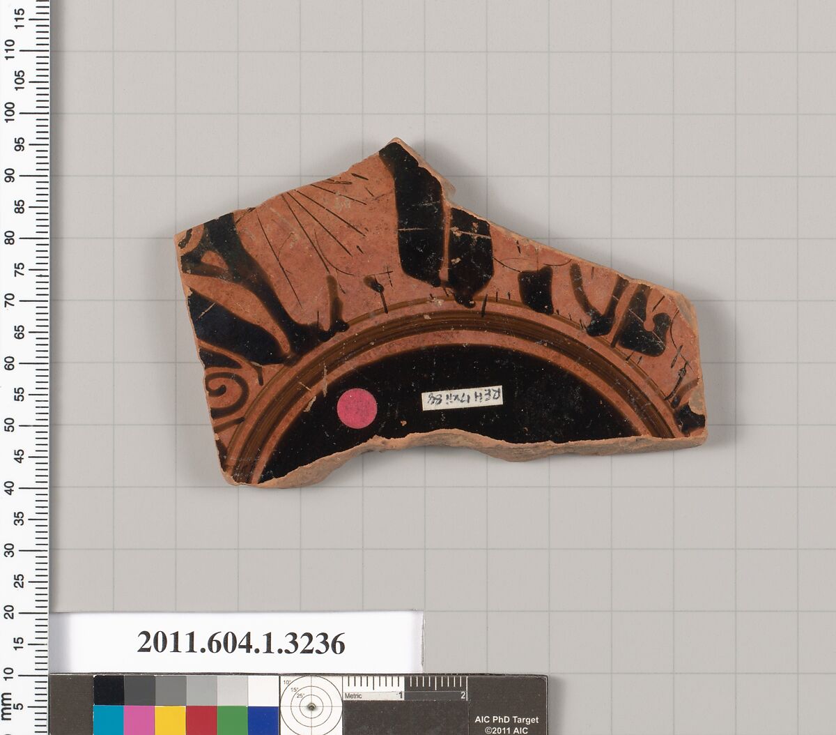 Terracotta fragment of a kylix (drinking cup), Terracotta, Greek, Attic