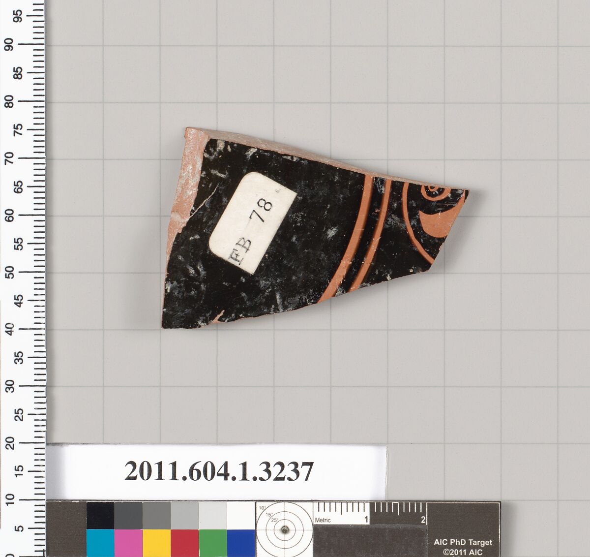 Terracotta fragment of a kylix (drinking cup), Terracotta, Greek, Attic