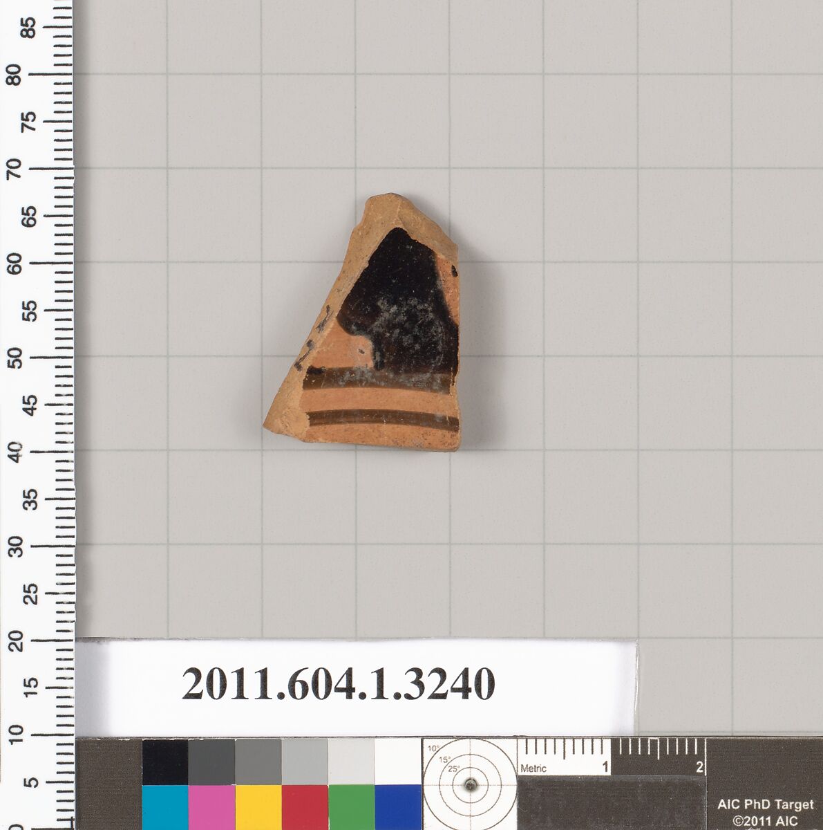 Terracotta fragment of a kylix (drinking cup), Terracotta, Greek, Attic