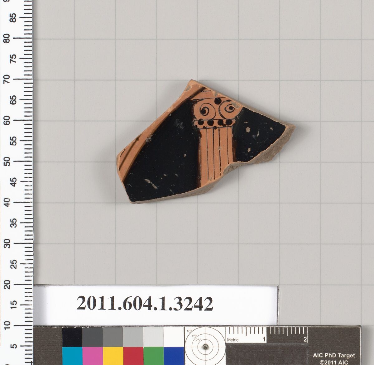 Terracotta fragment of a kylix (drinking cup), Terracotta, Greek, Attic