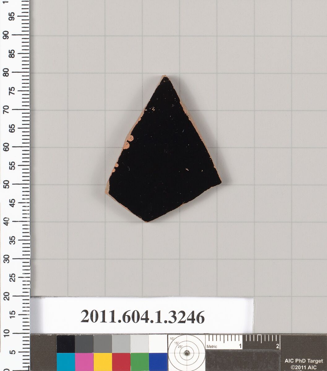 Terracotta fragment of a kylix (drinking cup), Terracotta, Greek, Attic