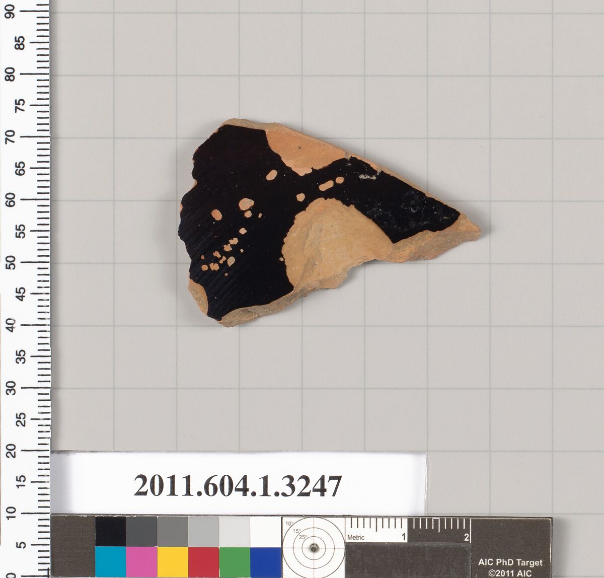 Terracotta fragment of a kylix (drinking cup), Terracotta, Greek, Attic