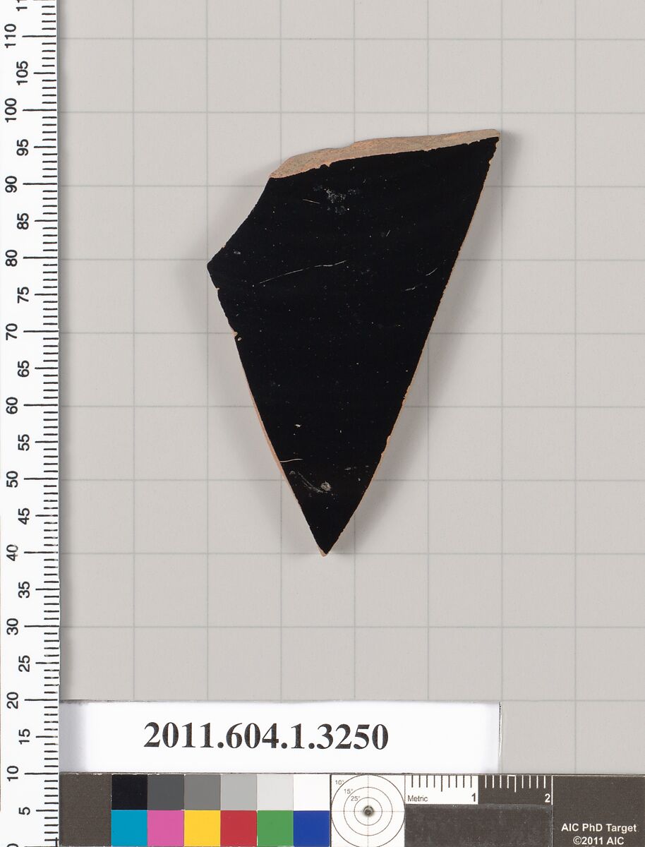 Terracotta fragment of a kylix (drinking cup), Terracotta, Greek, Attic