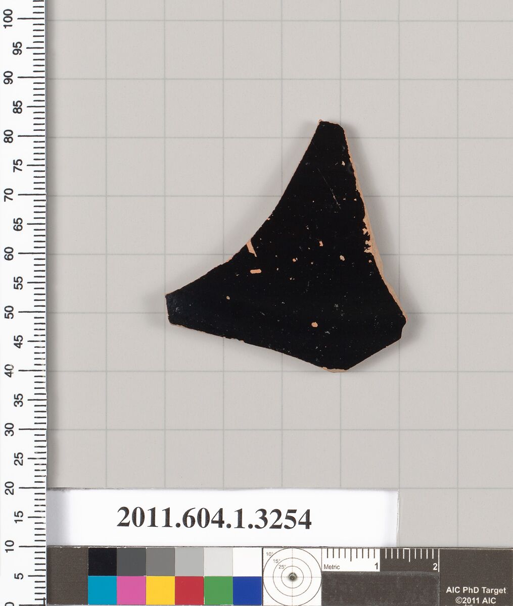 Terracotta fragment of a kylix (drinking cup), Terracotta, Greek, Attic
