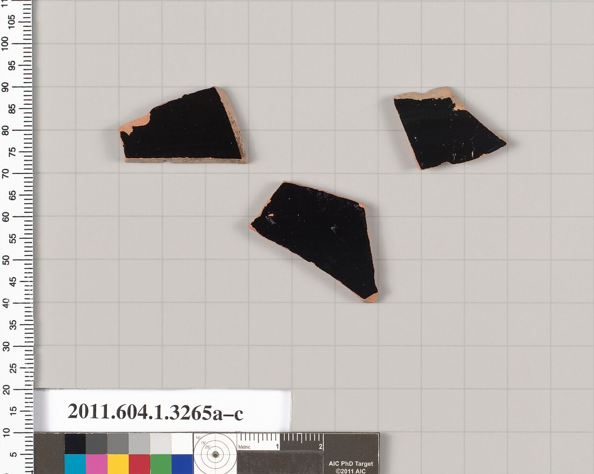 Terracotta fragments of kylikes (drinking cups), Terracotta, Greek, Attic
