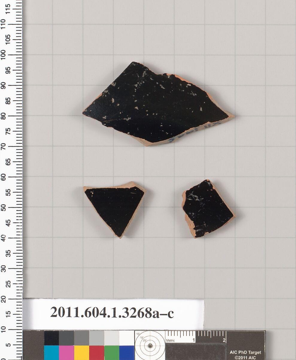 Terracotta fragments of kylikes (drinking cups), Terracotta, Greek, Attic
