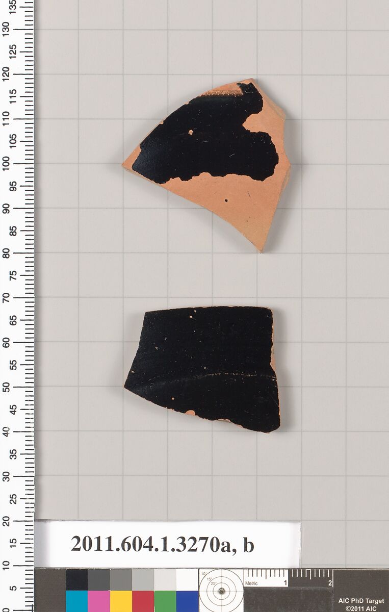 Terracotta fragments of kylikes (drinking cups), Terracotta, Greek, Attic