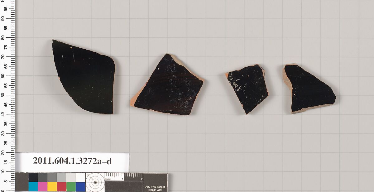 Terracotta fragments of kylikes (drinking cups), Terracotta, Greek, Attic