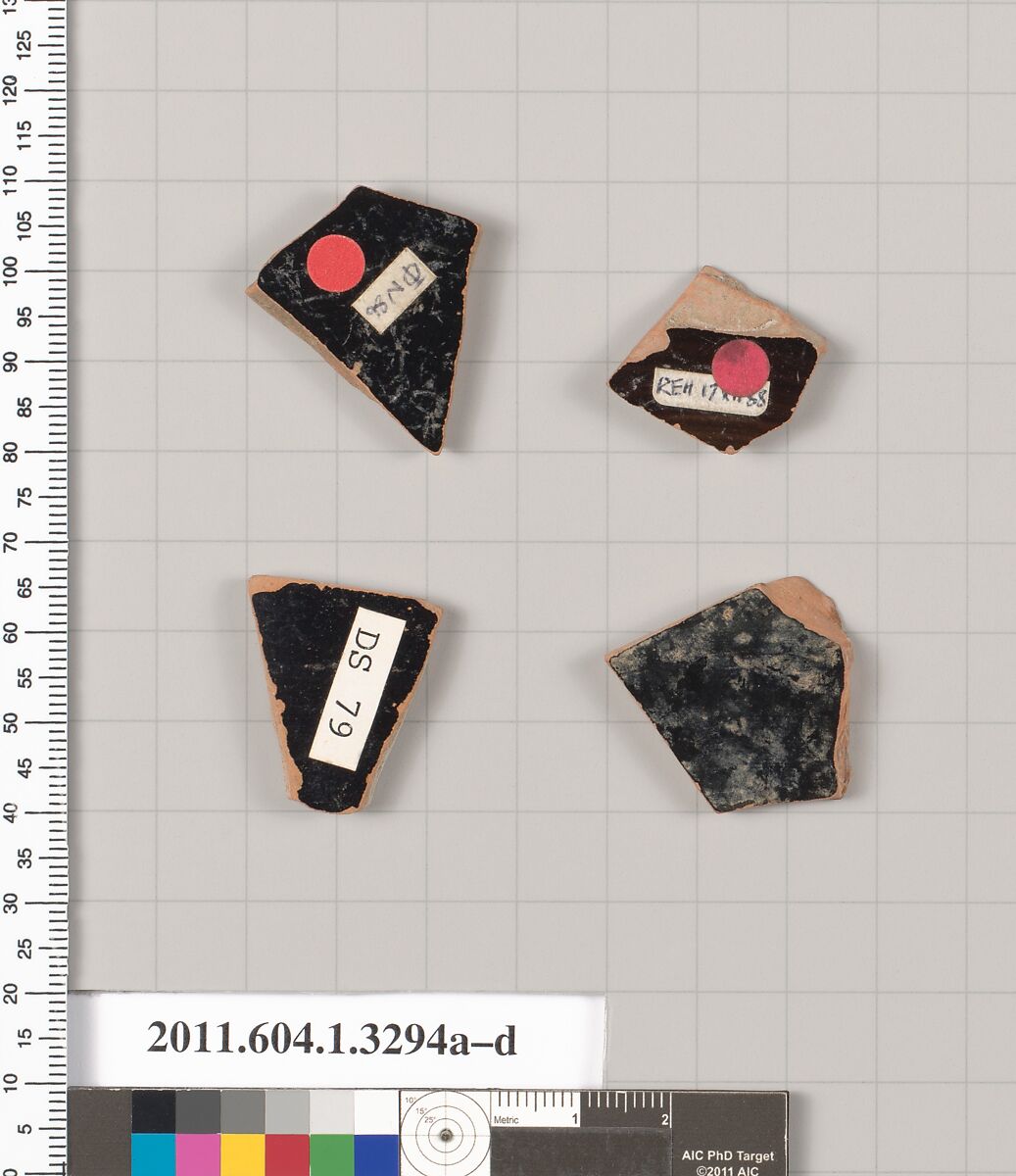 Terracotta fragments of kylikes (drinking cups), Terracotta, Greek, Attic
