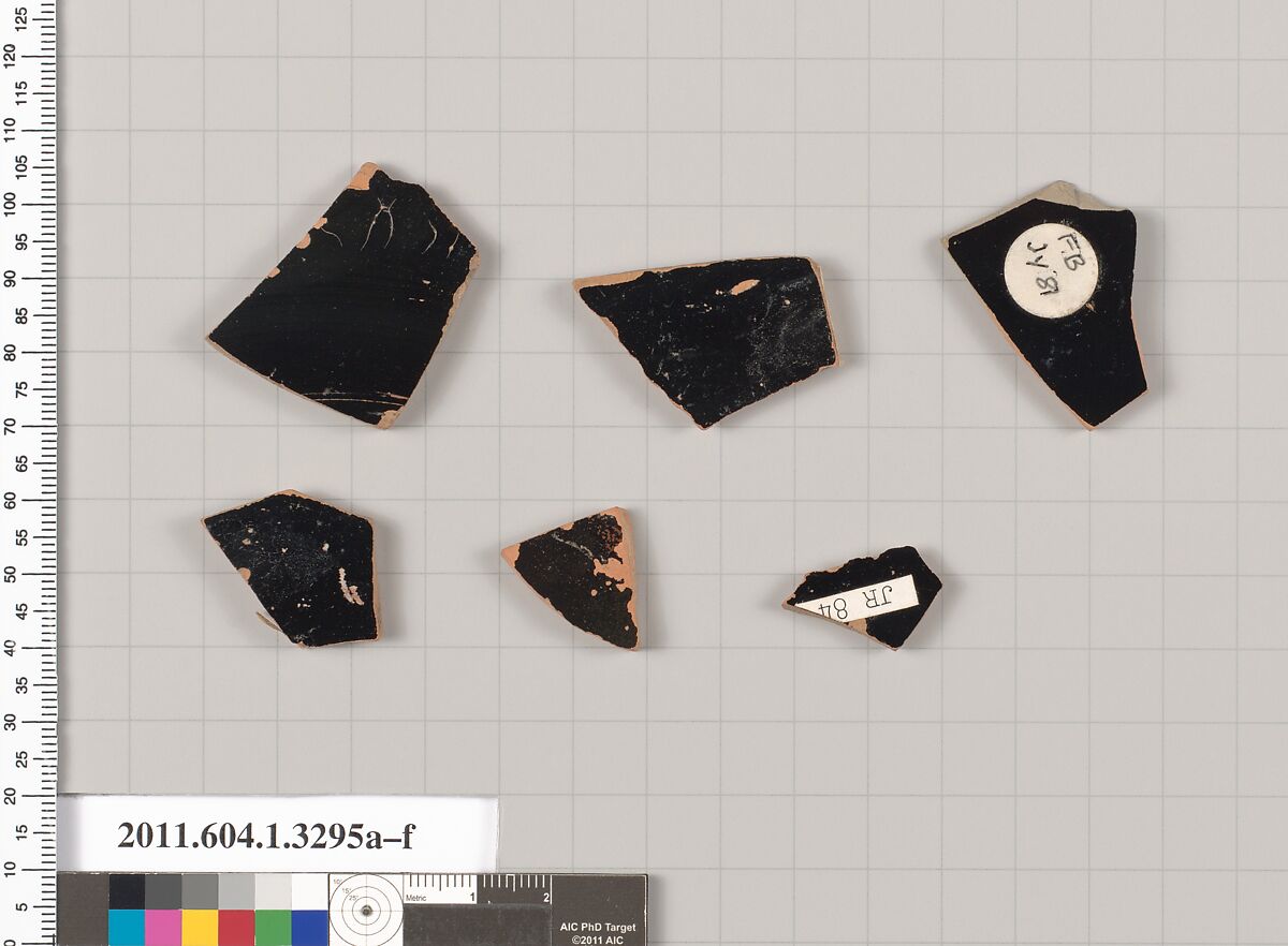 Terracotta fragments of kylikes (drinking cups), Terracotta, Greek, Attic