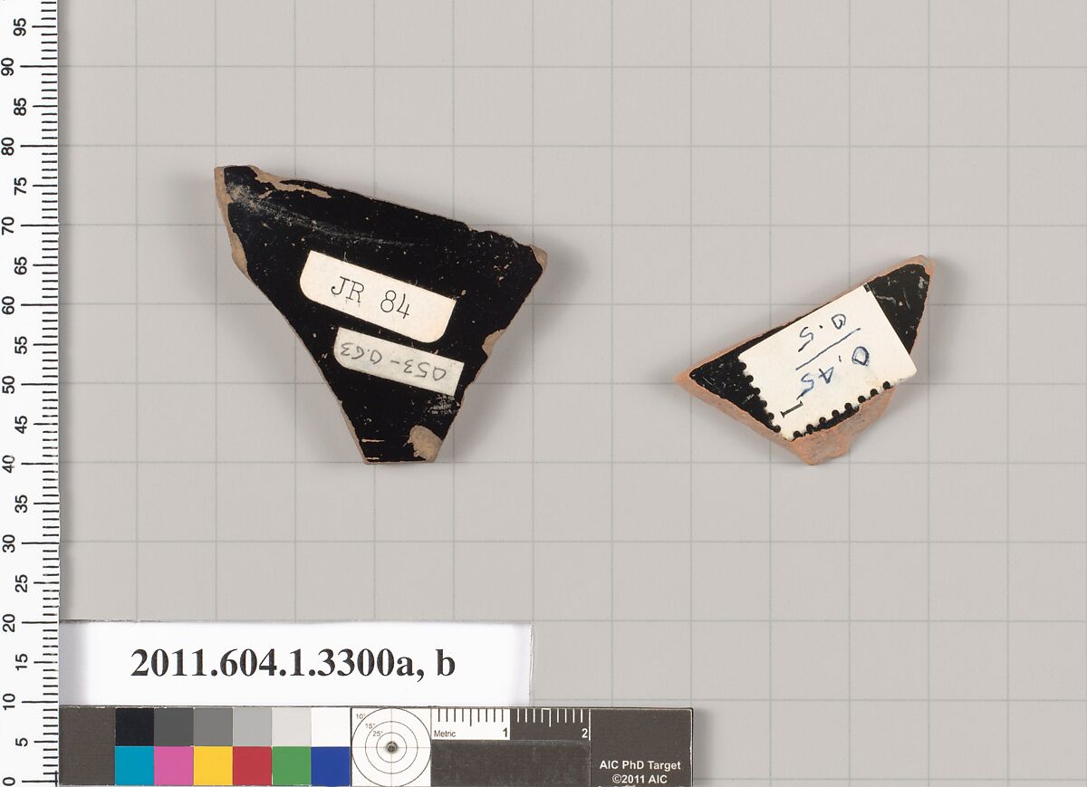 Terracotta fragments of kylikes (drinking cups), Terracotta, Greek, Attic
