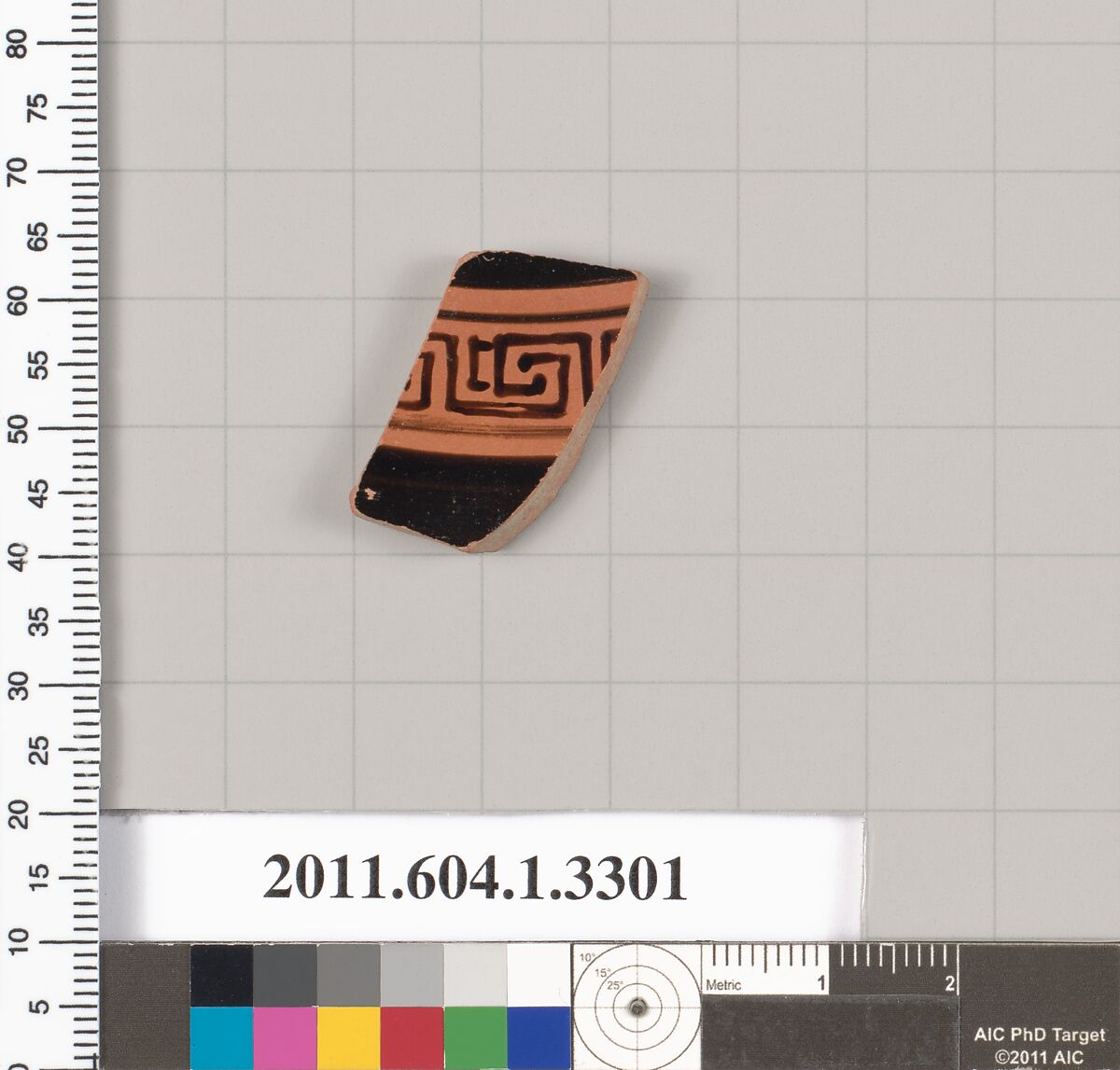 Terracotta fragment of a kylix (drinking cup), Terracotta, Greek, Attic 