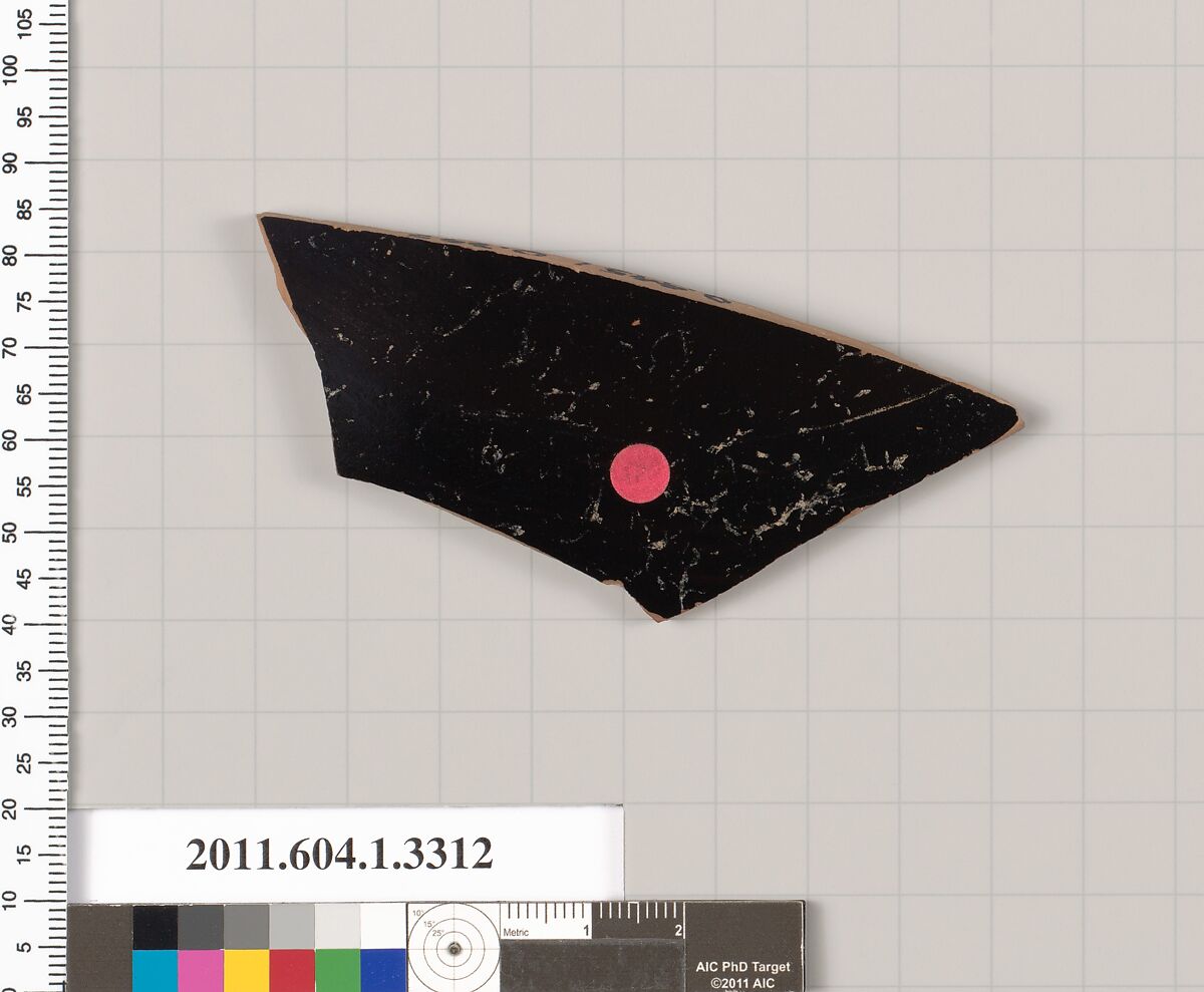 Terracotta fragment of a kylix (drinking cup), Terracotta, Greek, Attic