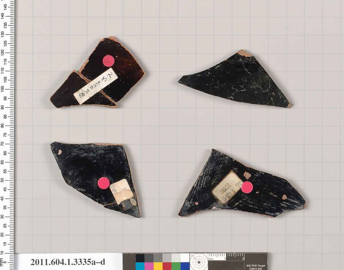 Terracotta fragments of kylikes (drinking cups), Terracotta, Greek, Attic