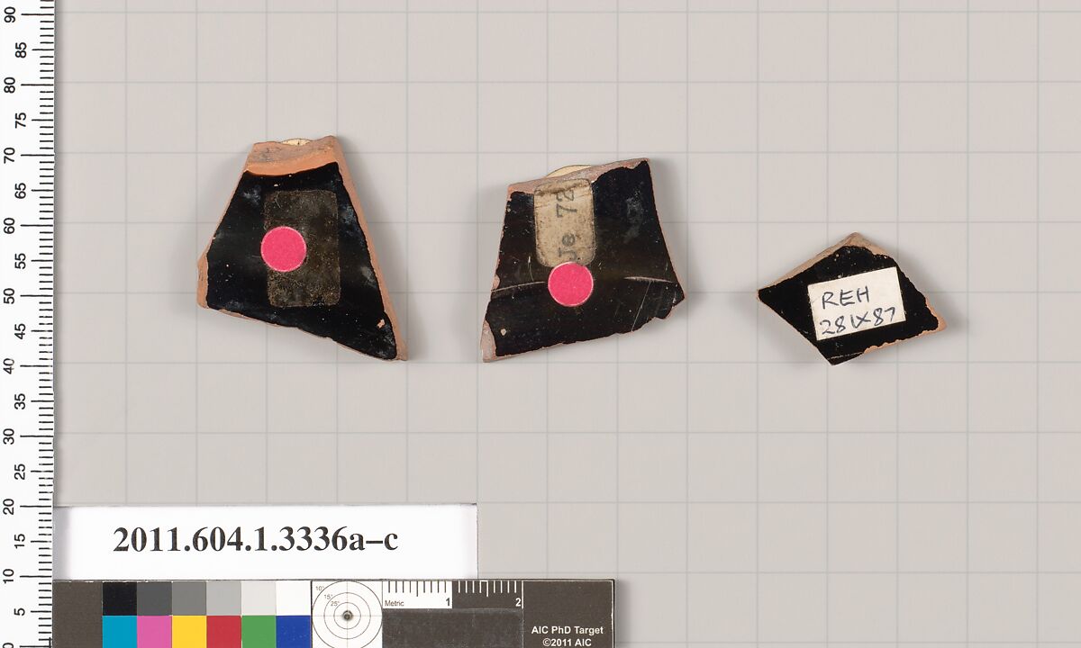 Terracotta fragments of kylikes (drinking cups), Terracotta, Greek, Attic