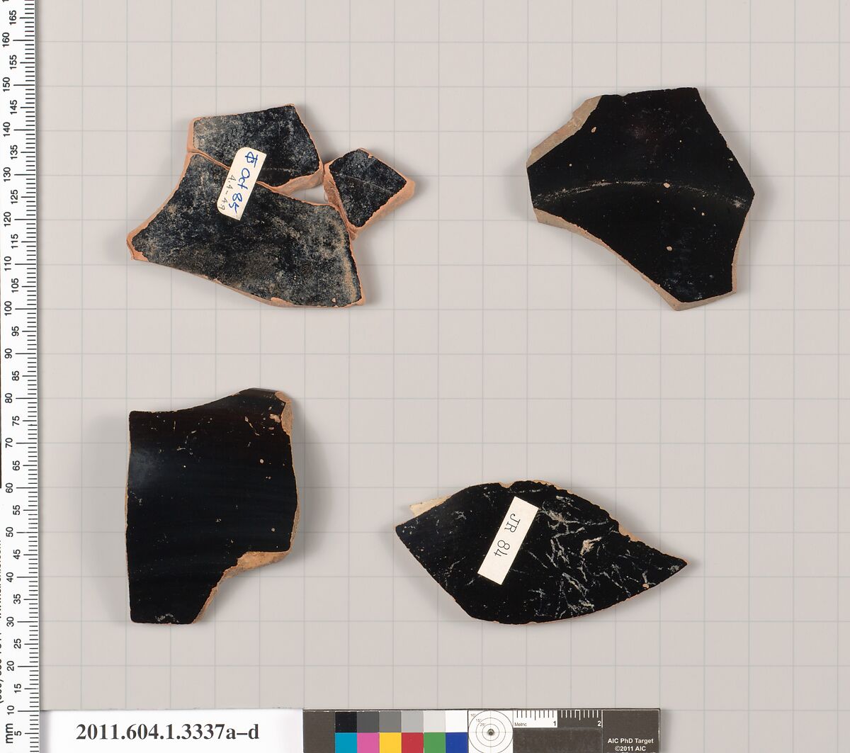 Terracotta fragments of kylikes (drinking cups), Terracotta, Greek, Attic