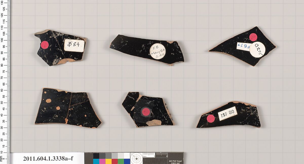 Terracotta fragments of kylikes (drinking cups), Terracotta, Greek, Attic