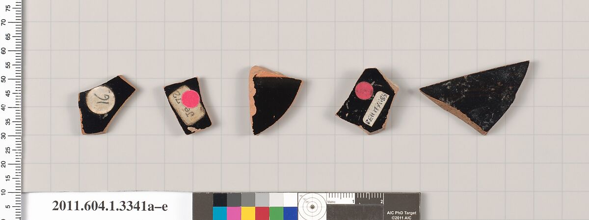 Terracotta fragments of kylikes (drinking cups), Terracotta, Greek, Attic