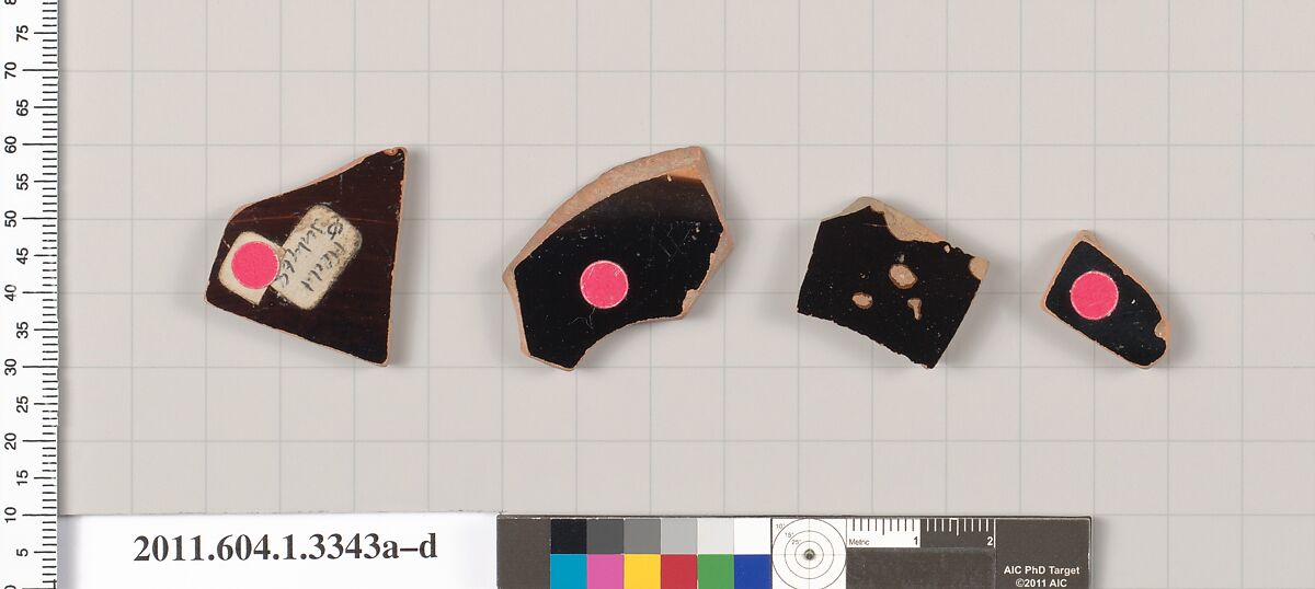 Terracotta fragments of kylikes (drinking cups), Terracotta, Greek, Attic