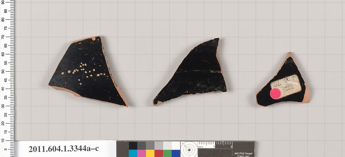 Terracotta fragments of kylikes (drinking cups), Terracotta, Greek, Attic