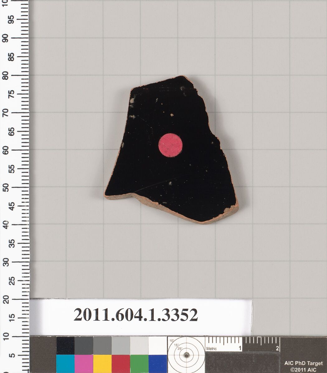 Terracotta fragment of a kylix (drinking cup), Terracotta, Greek, Attic