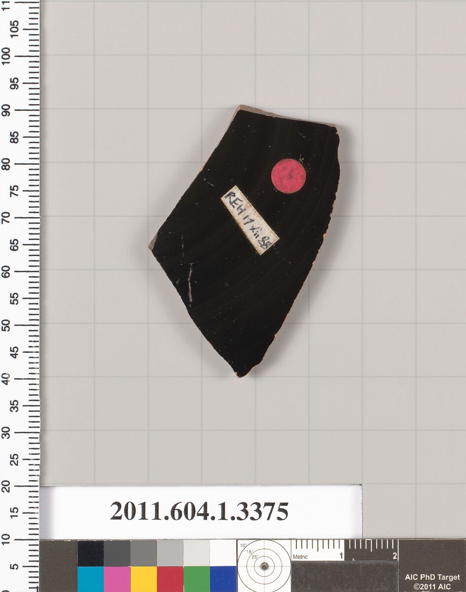 Terracotta fragment of a kylix (drinking cup), Terracotta, Greek, Attic