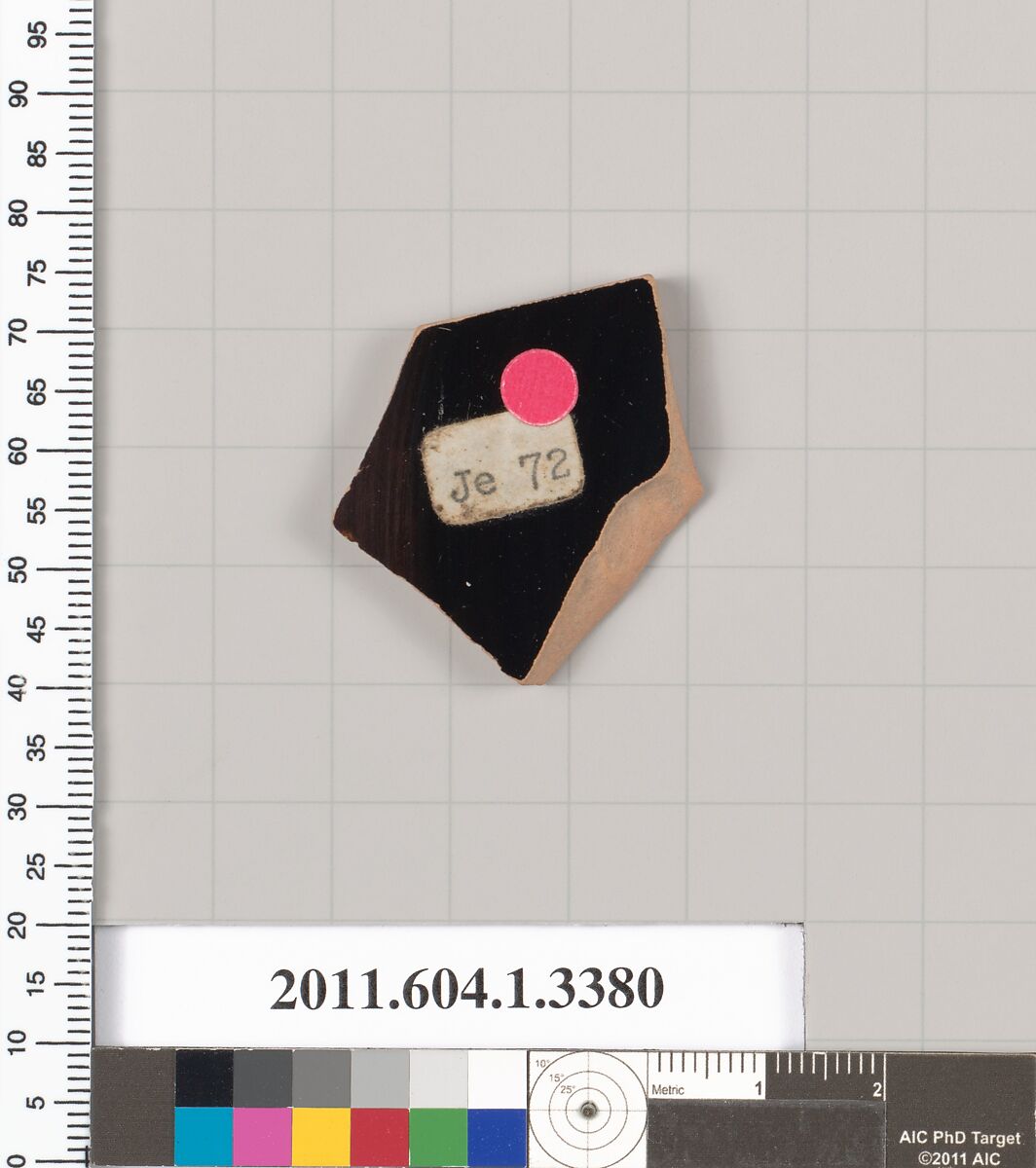Terracotta fragment of a kylix (drinking cup), Terracotta, Greek, Attic