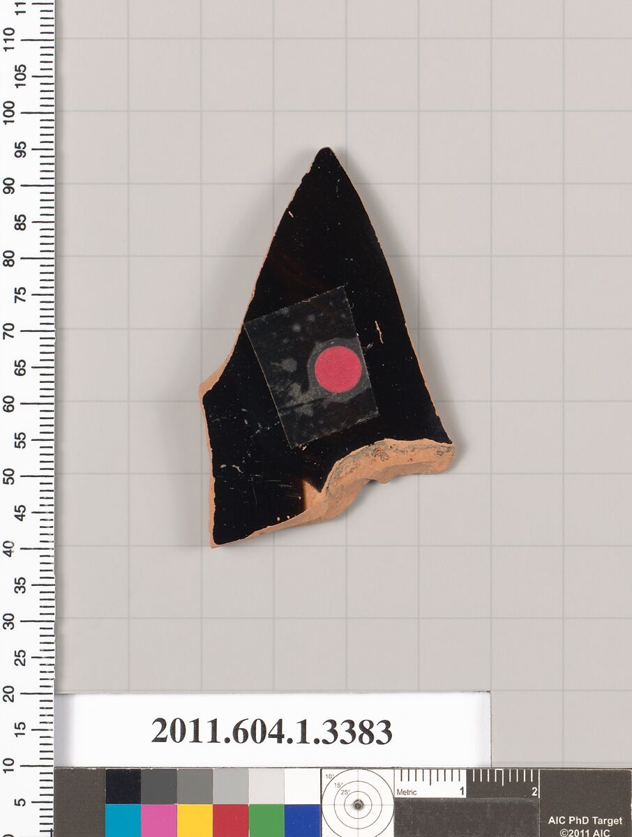 Terracotta fragment of a kylix (drinking cup), Terracotta, Greek, Attic