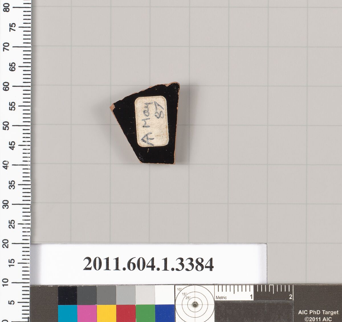 Terracotta fragment of a kylix (drinking cup), Terracotta, Greek, Attic