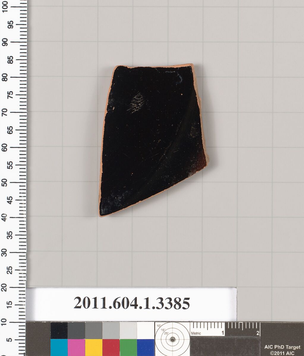 Terracotta fragment of a kylix (drinking cup), Terracotta, Greek, Attic